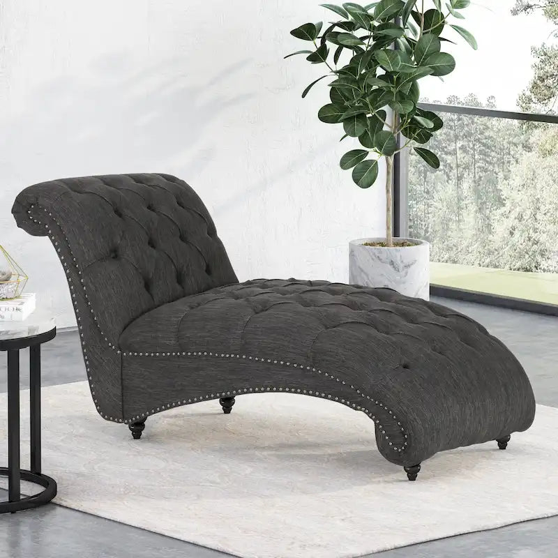 64.25" Button Lounge Chair with Birch Legs