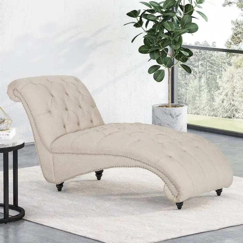 64.25" Button Lounge Chair with Birch Legs