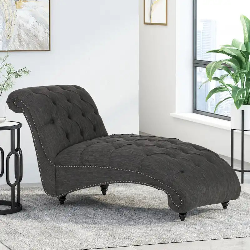 64.25" Button Lounge Chair with Birch Legs