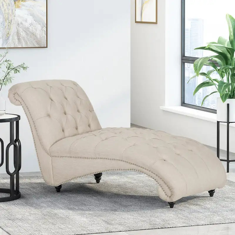 64.25" Button Lounge Chair with Birch Legs