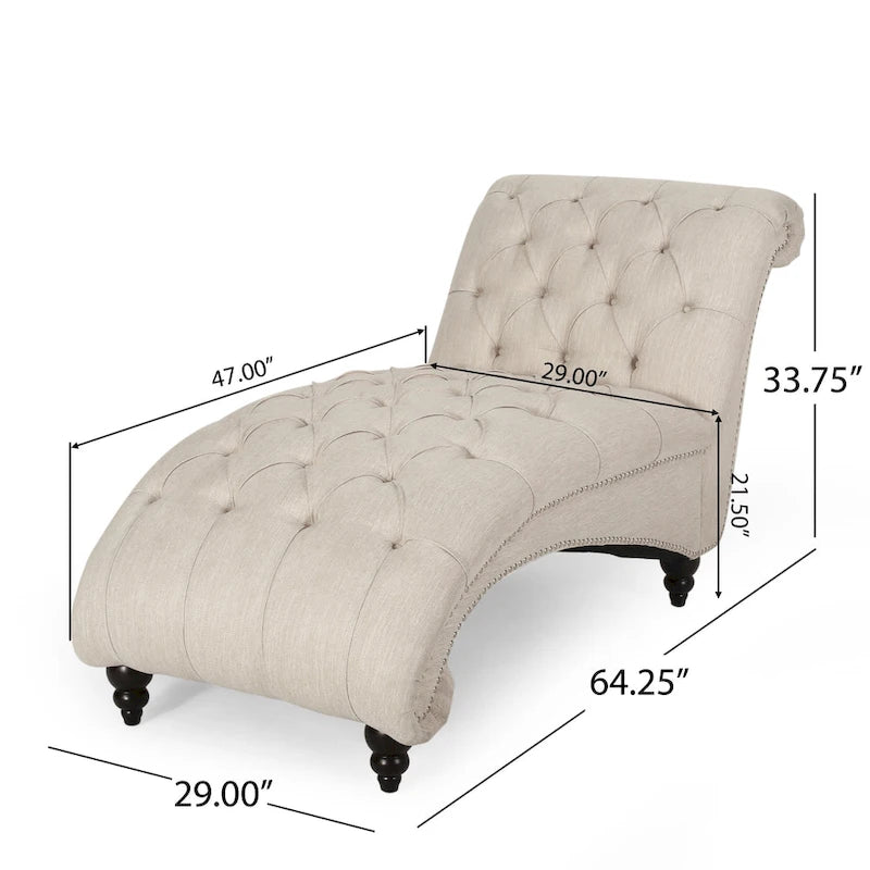 64.25" Button Lounge Chair with Birch Legs