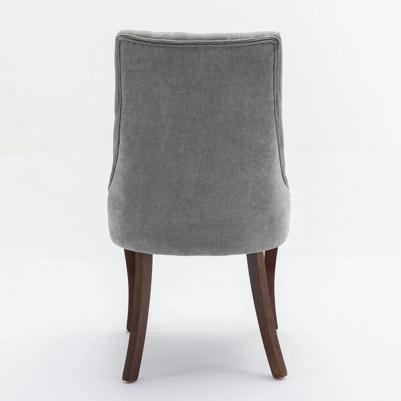 2-Piece Armless Dining Chairs Set with High Back, Upholstered Kitchen Accent Chairs with Curved Solid Wood Legs