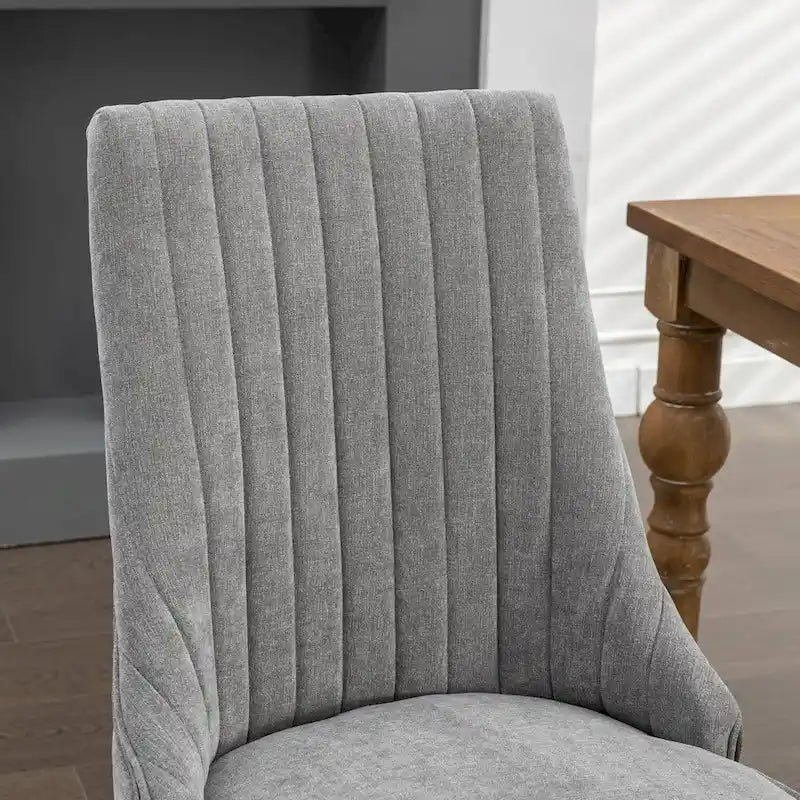 2-Piece Armless Dining Chairs Set with High Back, Upholstered Kitchen Accent Chairs with Curved Solid Wood Legs