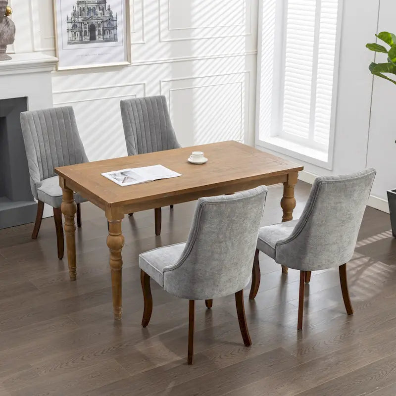 2-Piece Armless Dining Chairs Set with High Back, Upholstered Kitchen Accent Chairs with Curved Solid Wood Legs
