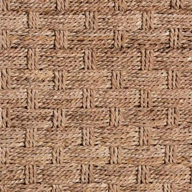 Handwoven Seagrass Coffee Table with Open Shelf, Coastal Boho Style
