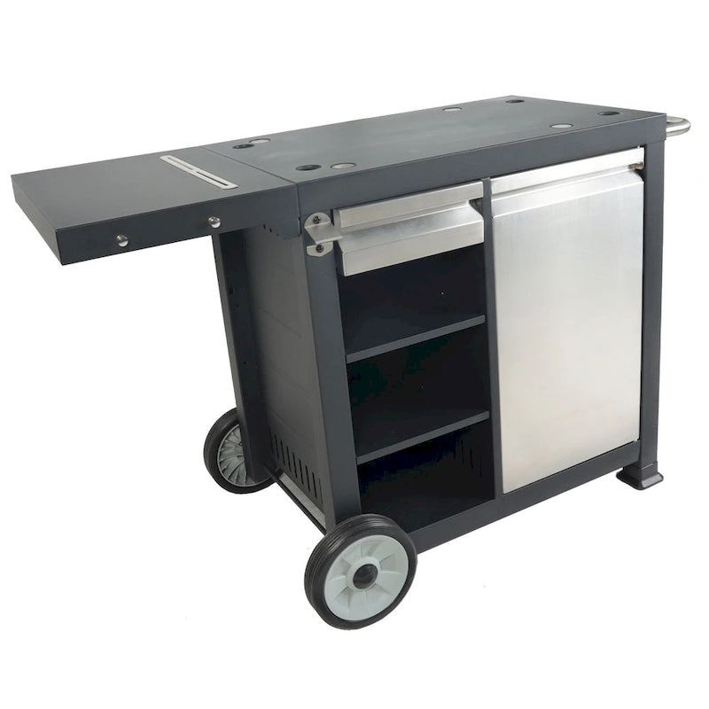 Universal Rolling Prep Cart for Portable Outdoor Griddle and Grills, Black