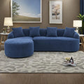 98.4 L-Shaped 3-Seater Sofa with Chaise Lounge and 4 Pillows