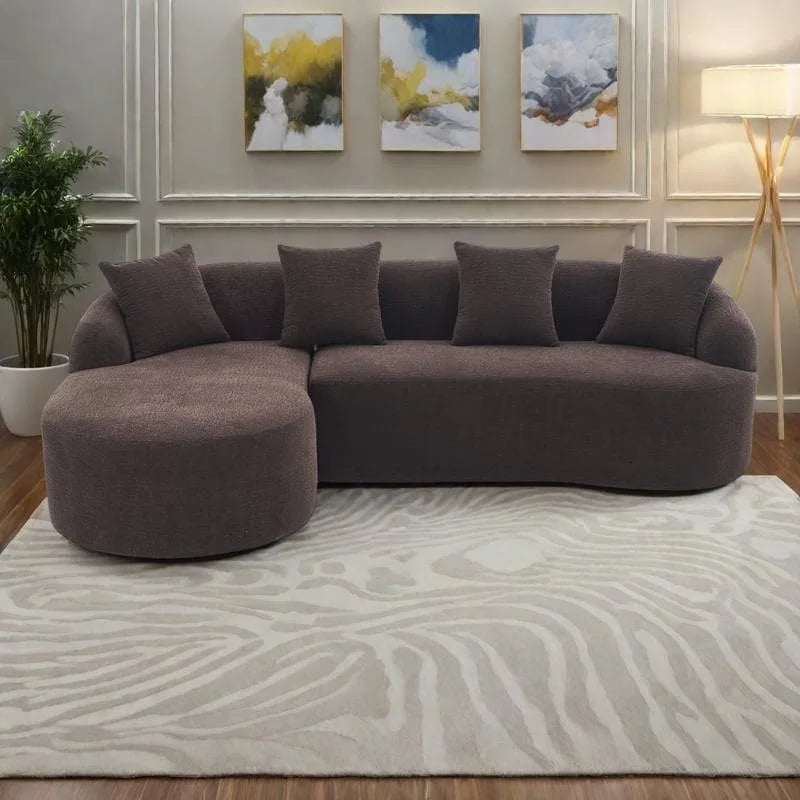 98.4 L-Shaped 3-Seater Sofa with Chaise Lounge and 4 Pillows