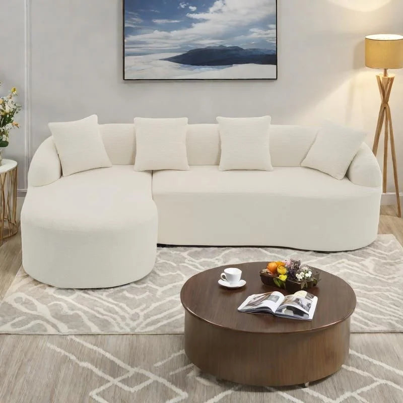 98.4 L-Shaped 3-Seater Sofa with Chaise Lounge and 4 Pillows