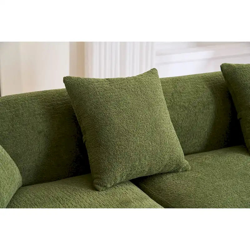 98.4 L-Shaped 3-Seater Sofa with Chaise Lounge and 4 Pillows