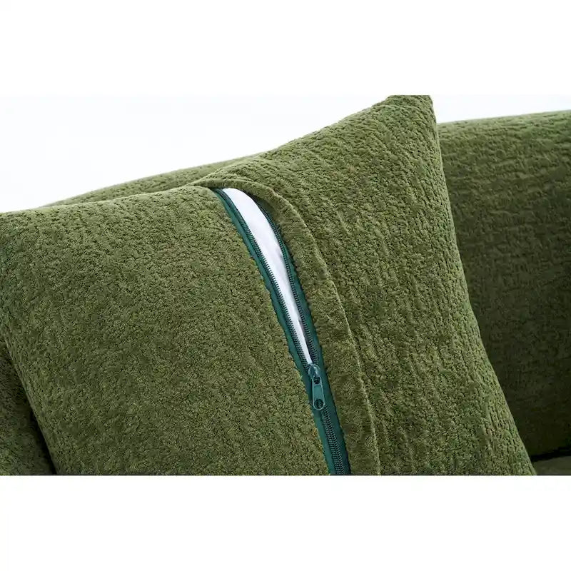 98.4 L-Shaped 3-Seater Sofa with Chaise Lounge and 4 Pillows