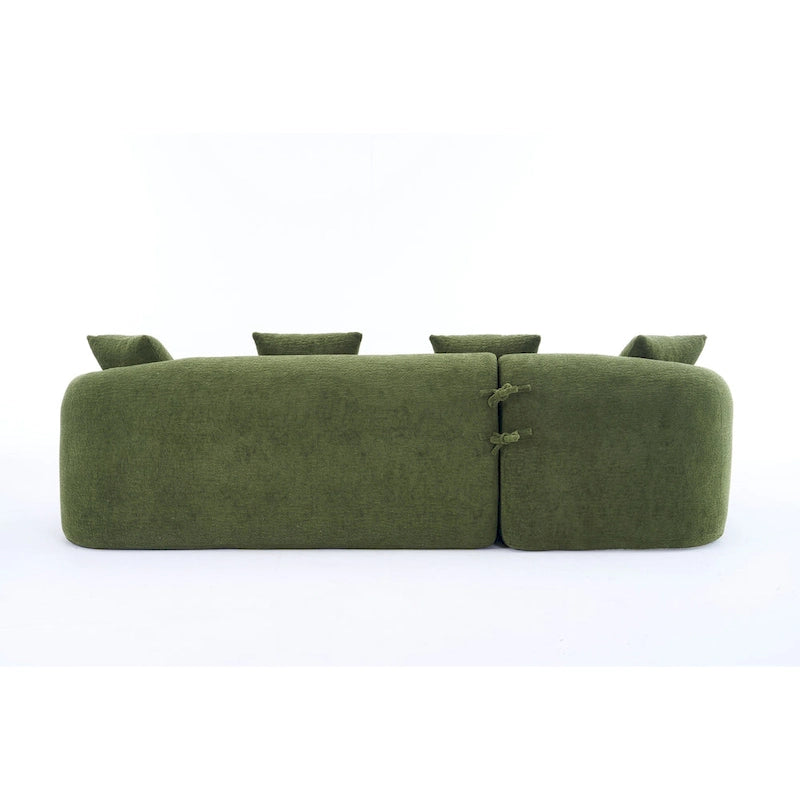 98.4 L-Shaped 3-Seater Sofa with Chaise Lounge and 4 Pillows