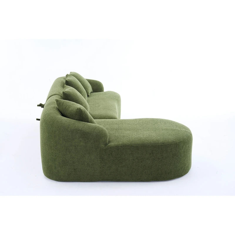 98.4 L-Shaped 3-Seater Sofa with Chaise Lounge and 4 Pillows