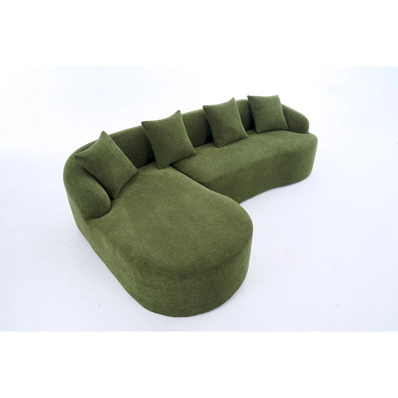 98.4 L-Shaped 3-Seater Sofa with Chaise Lounge and 4 Pillows