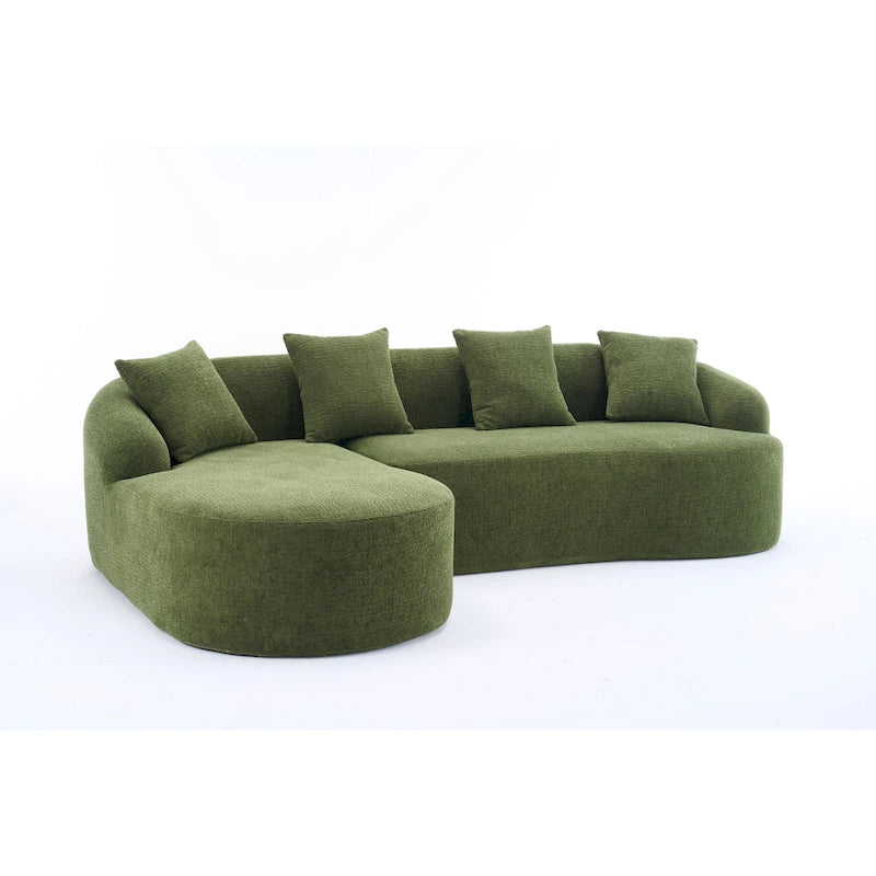 98.4 L-Shaped 3-Seater Sofa with Chaise Lounge and 4 Pillows