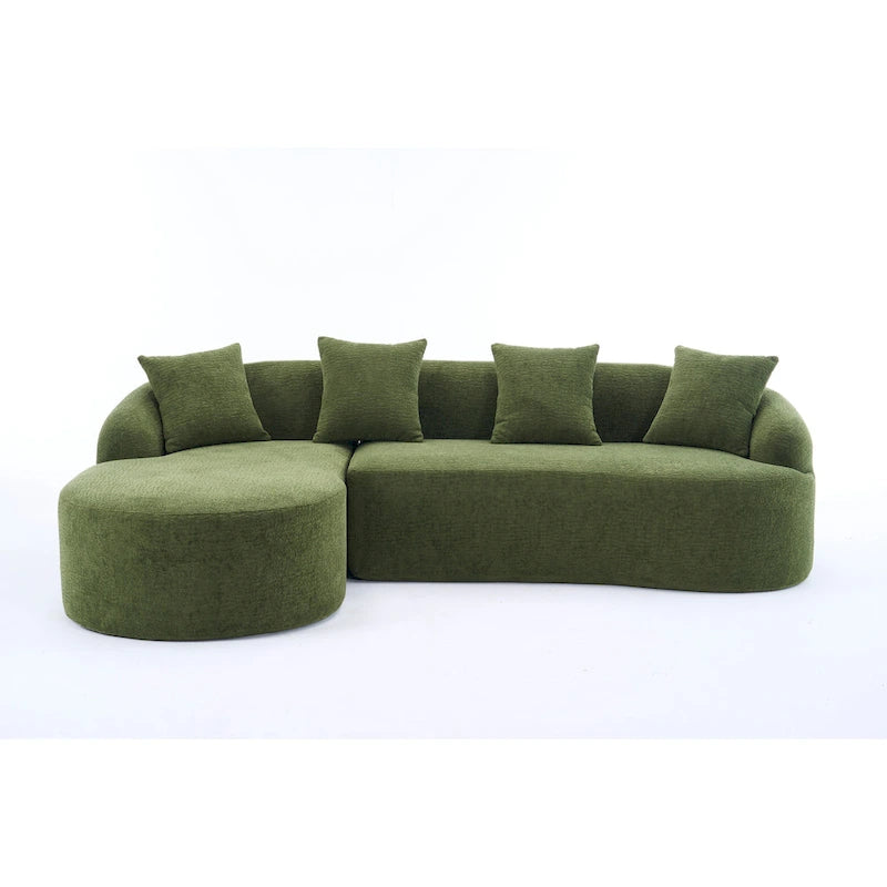 98.4 L-Shaped 3-Seater Sofa with Chaise Lounge and 4 Pillows
