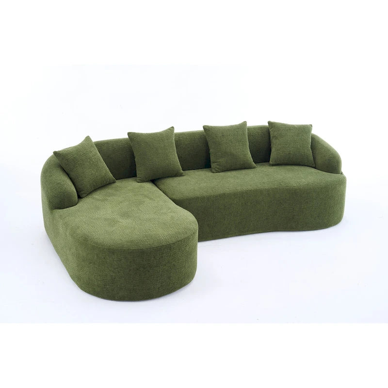 98.4 L-Shaped 3-Seater Sofa with Chaise Lounge and 4 Pillows