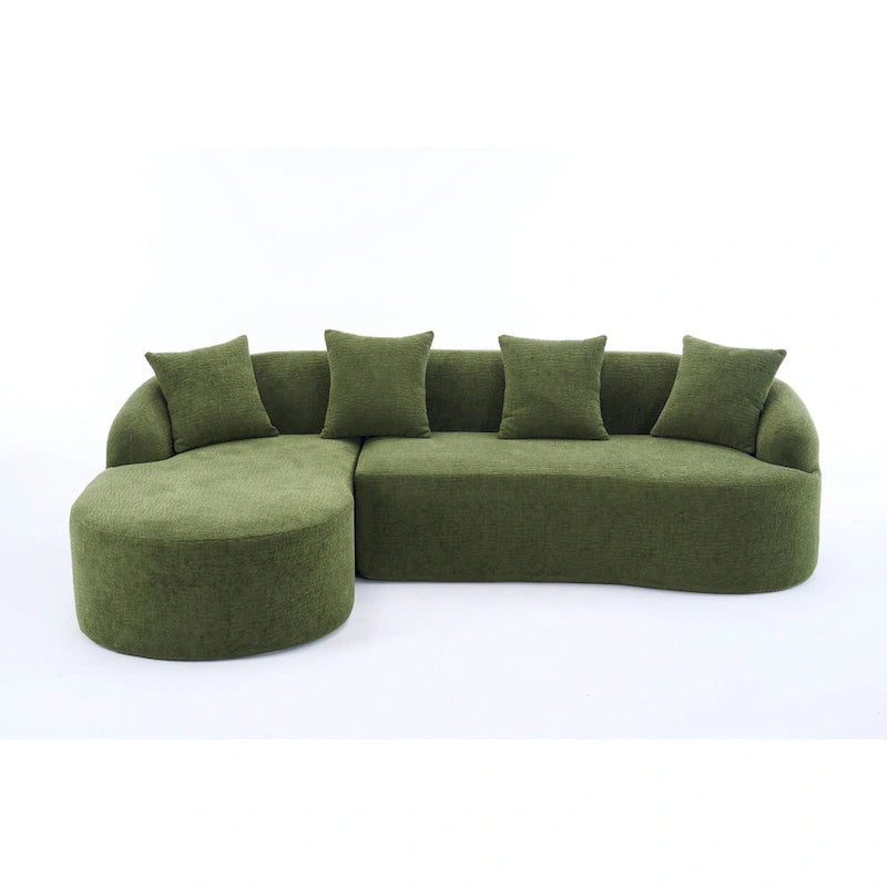 98.4 L-Shaped 3-Seater Sofa with Chaise Lounge and 4 Pillows