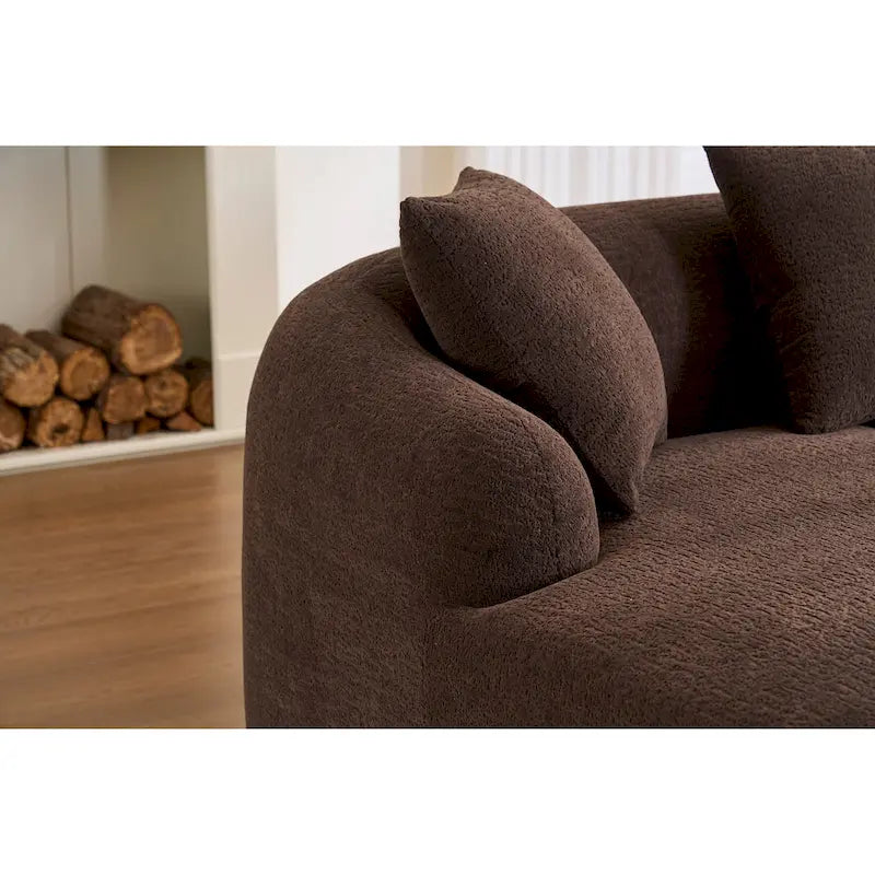 98.4 L-Shaped 3-Seater Sofa with Chaise Lounge and 4 Pillows