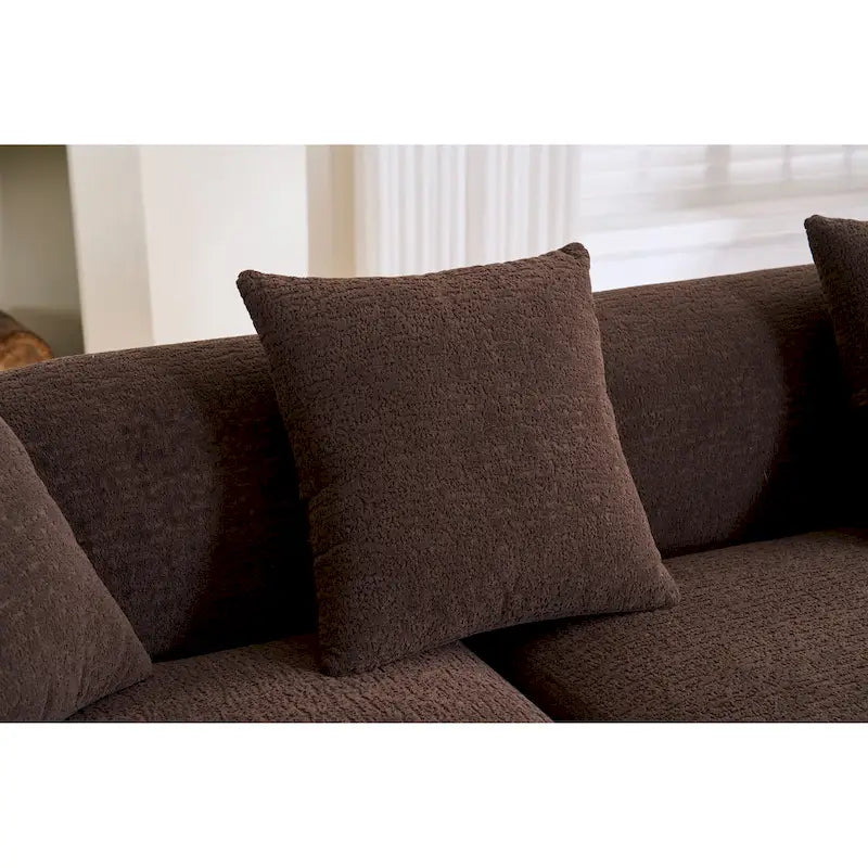 98.4 L-Shaped 3-Seater Sofa with Chaise Lounge and 4 Pillows