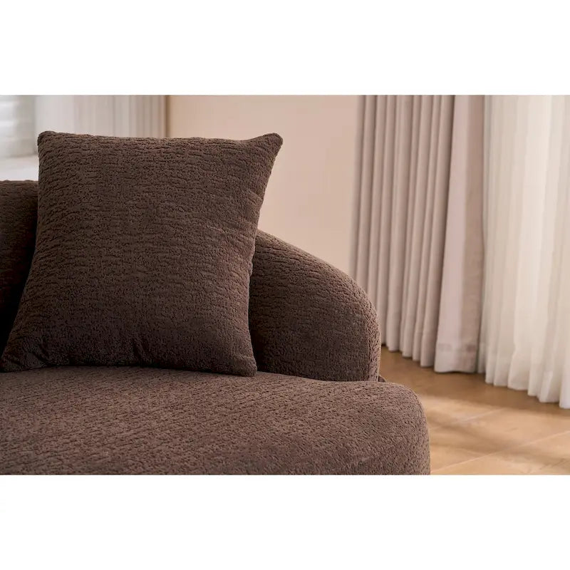 98.4 L-Shaped 3-Seater Sofa with Chaise Lounge and 4 Pillows