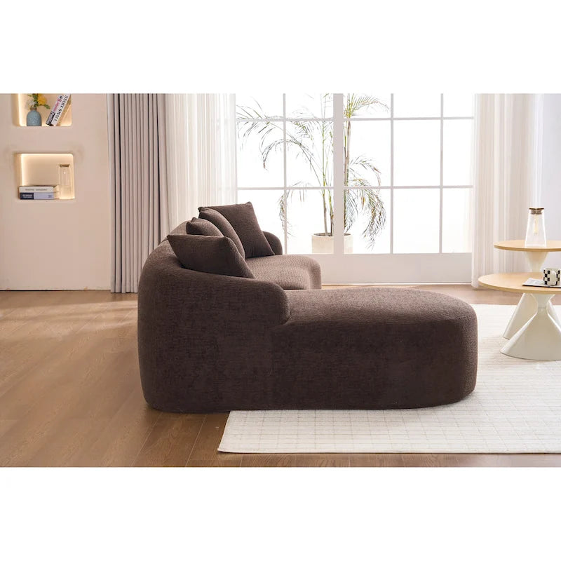 98.4 L-Shaped 3-Seater Sofa with Chaise Lounge and 4 Pillows
