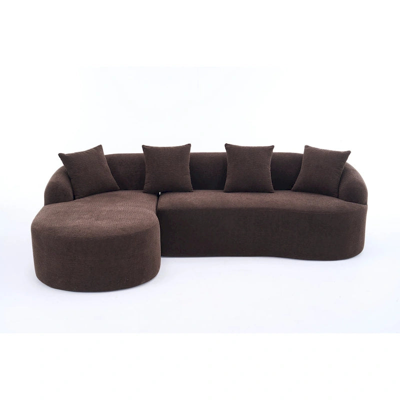 98.4 L-Shaped 3-Seater Sofa with Chaise Lounge and 4 Pillows