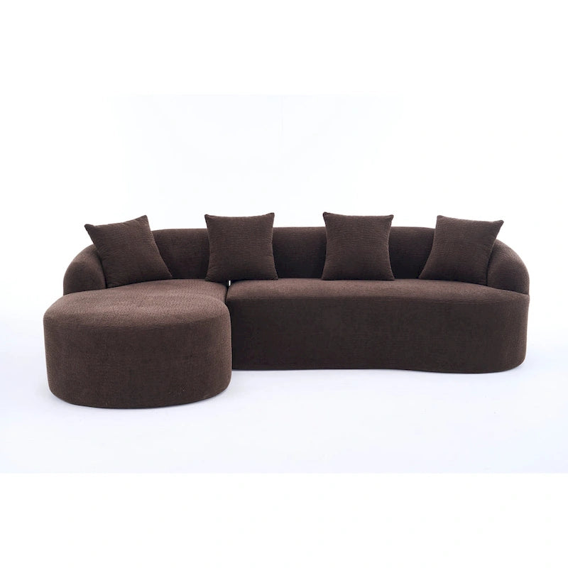98.4 L-Shaped 3-Seater Sofa with Chaise Lounge and 4 Pillows
