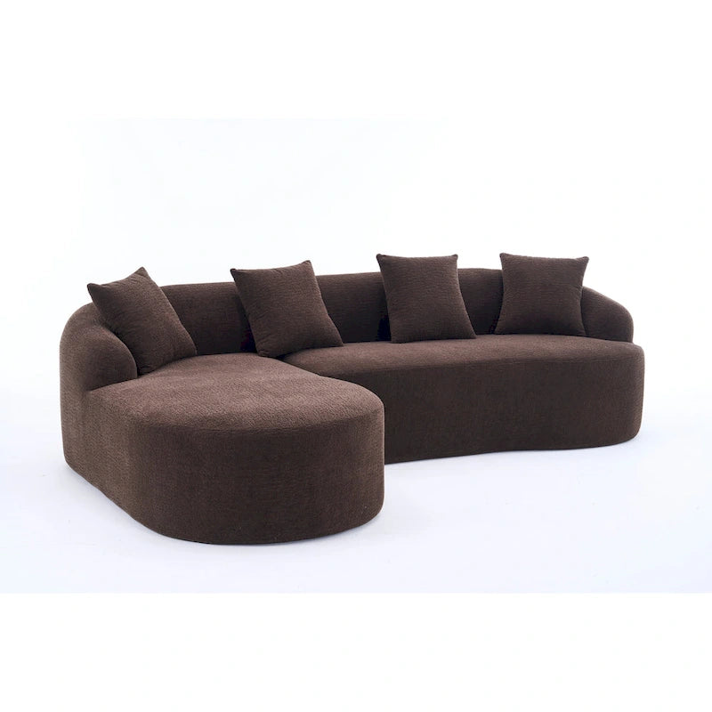 98.4 L-Shaped 3-Seater Sofa with Chaise Lounge and 4 Pillows