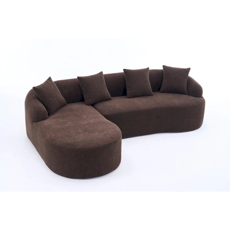 98.4 L-Shaped 3-Seater Sofa with Chaise Lounge and 4 Pillows