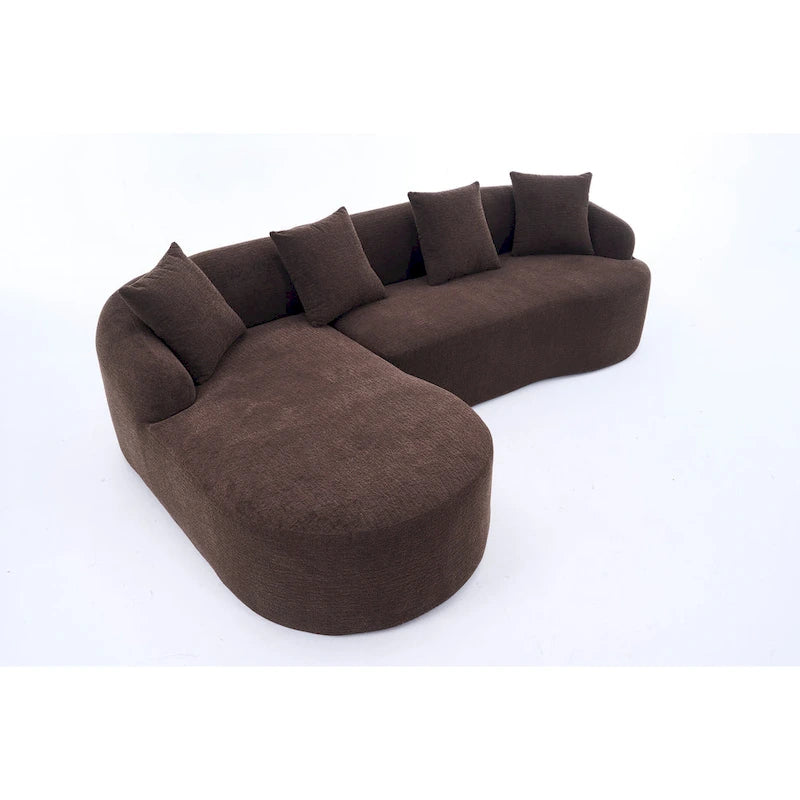 98.4 L-Shaped 3-Seater Sofa with Chaise Lounge and 4 Pillows