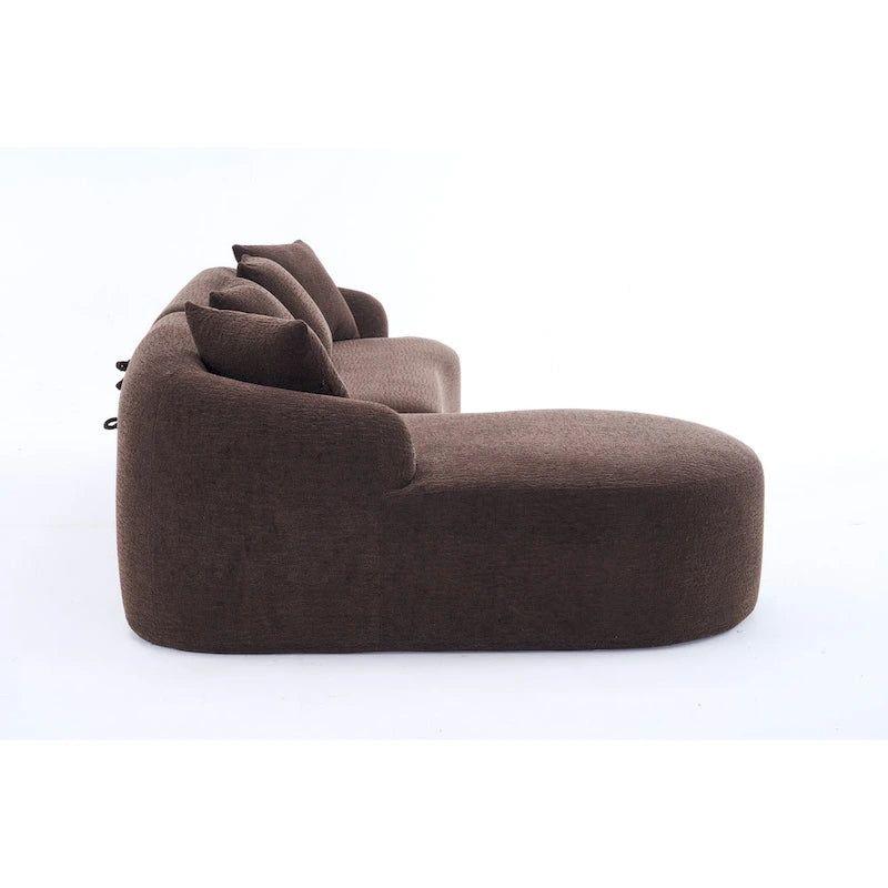 98.4 L-Shaped 3-Seater Sofa with Chaise Lounge and 4 Pillows