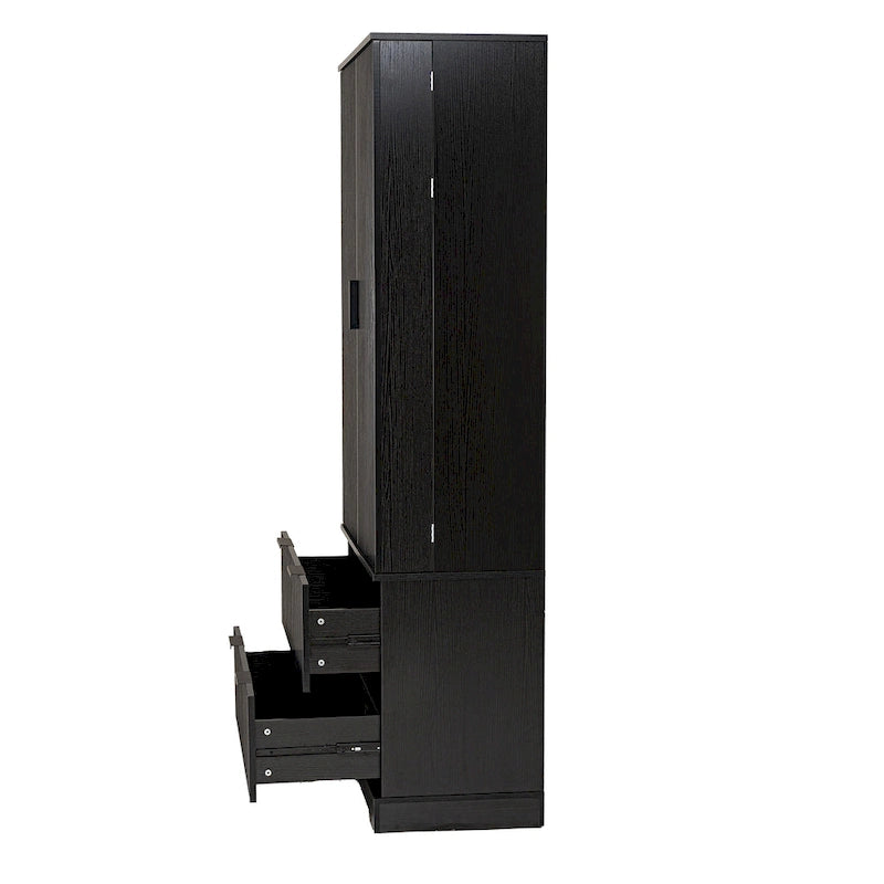 Farmhouse Bathroom Storage Cabinet with 2 Large Drawers, 8-Door Storage Rack & 3 Shelves