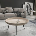 Urban Chic Coffee Table 30 Inch Round Tray Top, Handcrafted Washed White Mango Wood
