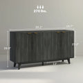 Fluted Sideboard Buffet Cabinet 55-inch with 4 Doors, 2 Adjustable Shelves and 5 Wood Legs