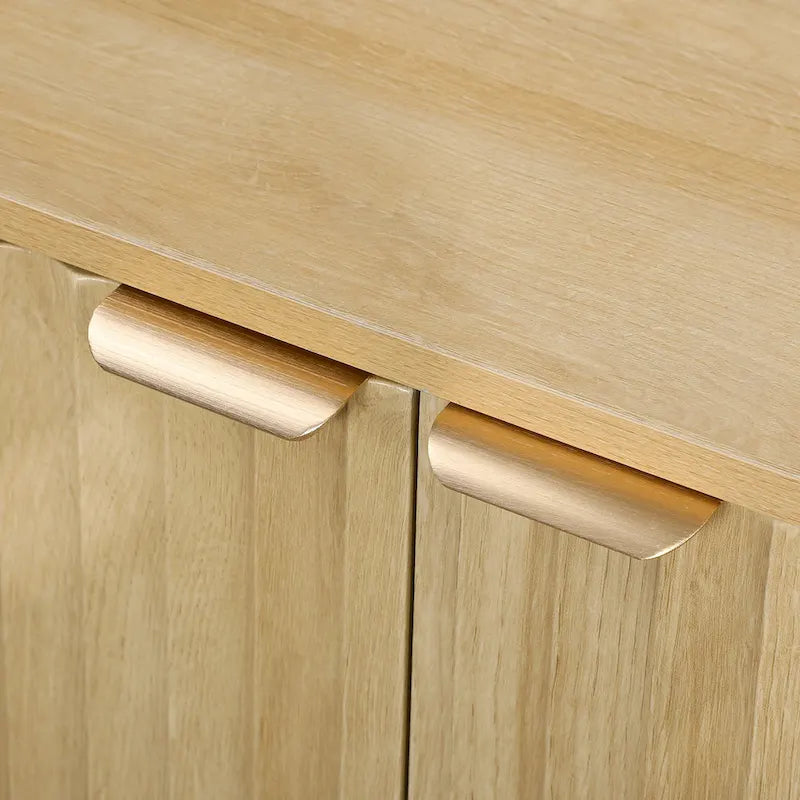 Fluted Sideboard Buffet Cabinet 55-inch with 4 Doors, 2 Adjustable Shelves and 5 Wood Legs