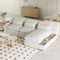 Beige 109.8" L-Shaped 3-Seat Sofa with Storage Compartments