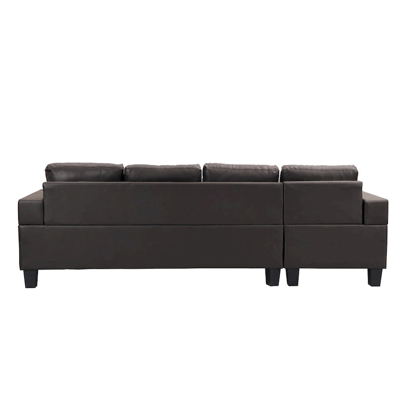 Brown 96.06" Modern L-Shaped 4-Seater Sectional Sofa with Chaise, Cup Holders & Throw Pillows