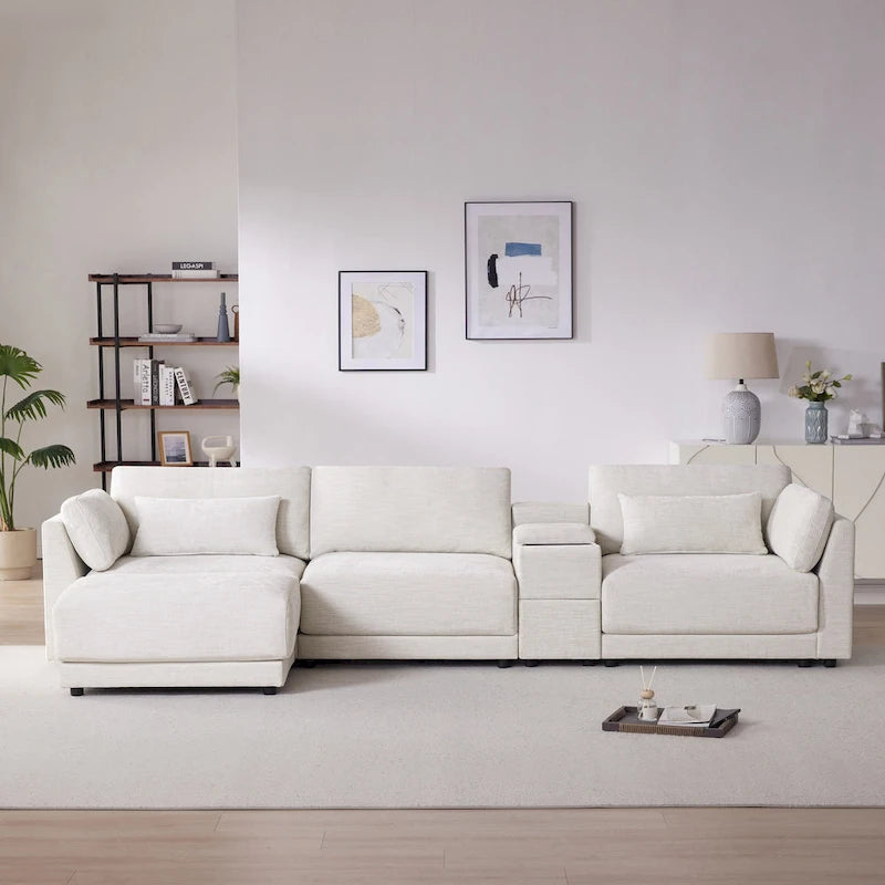 L-Shaped Sofa with Storage Console