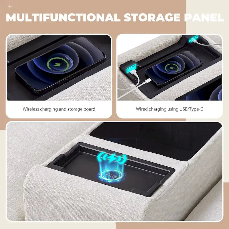 L-Shaped Sofa with Storage Console