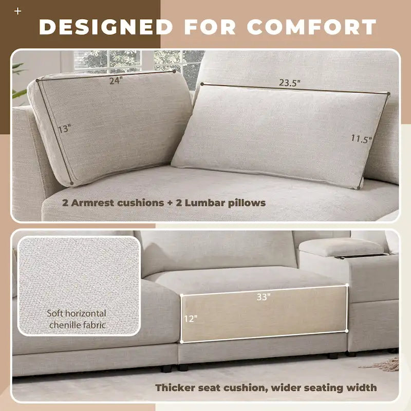 L-Shaped Sofa with Storage Console