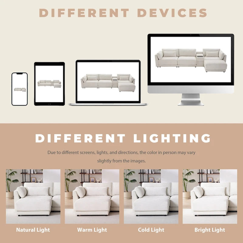 L-Shaped Sofa with Storage Console