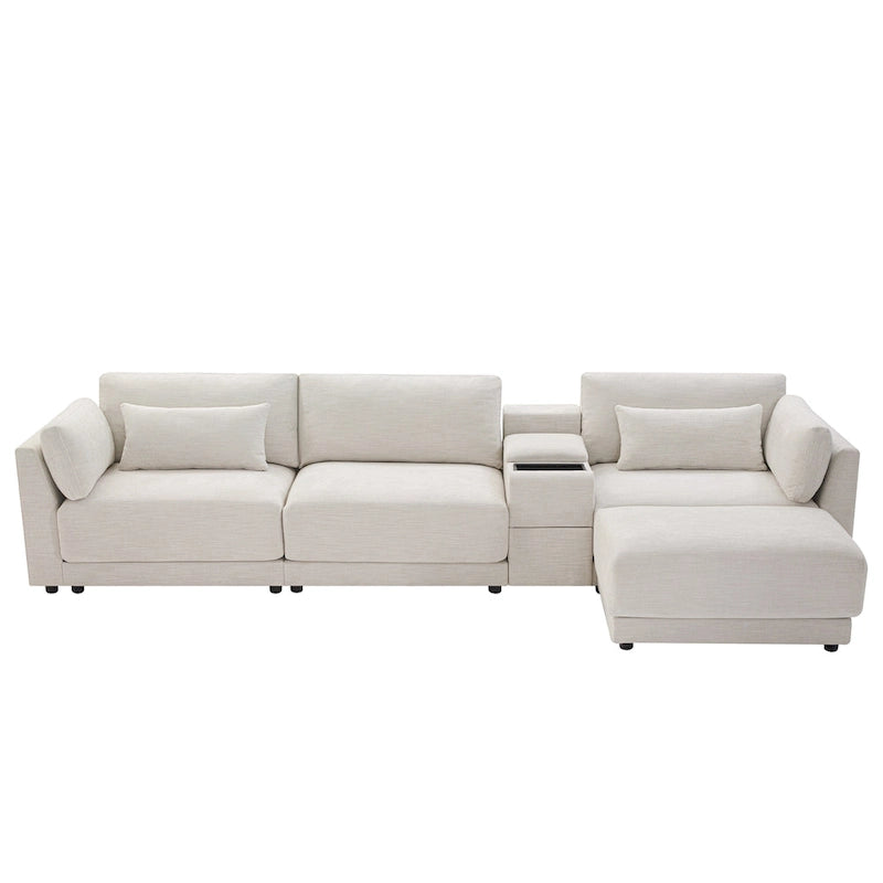 L-Shaped Sofa with Storage Console