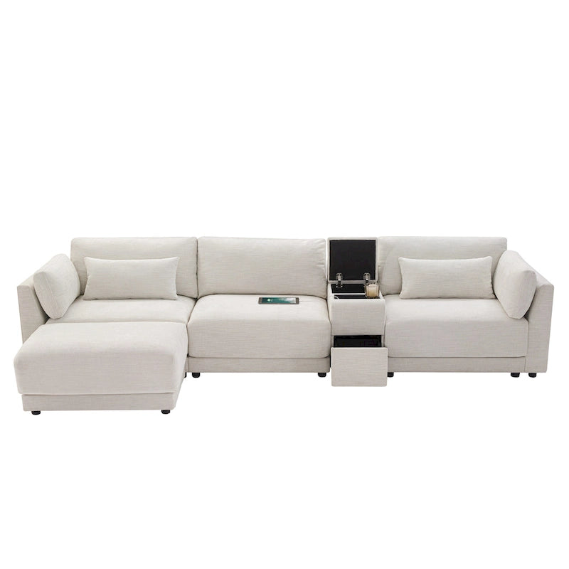 L-Shaped Sofa with Storage Console