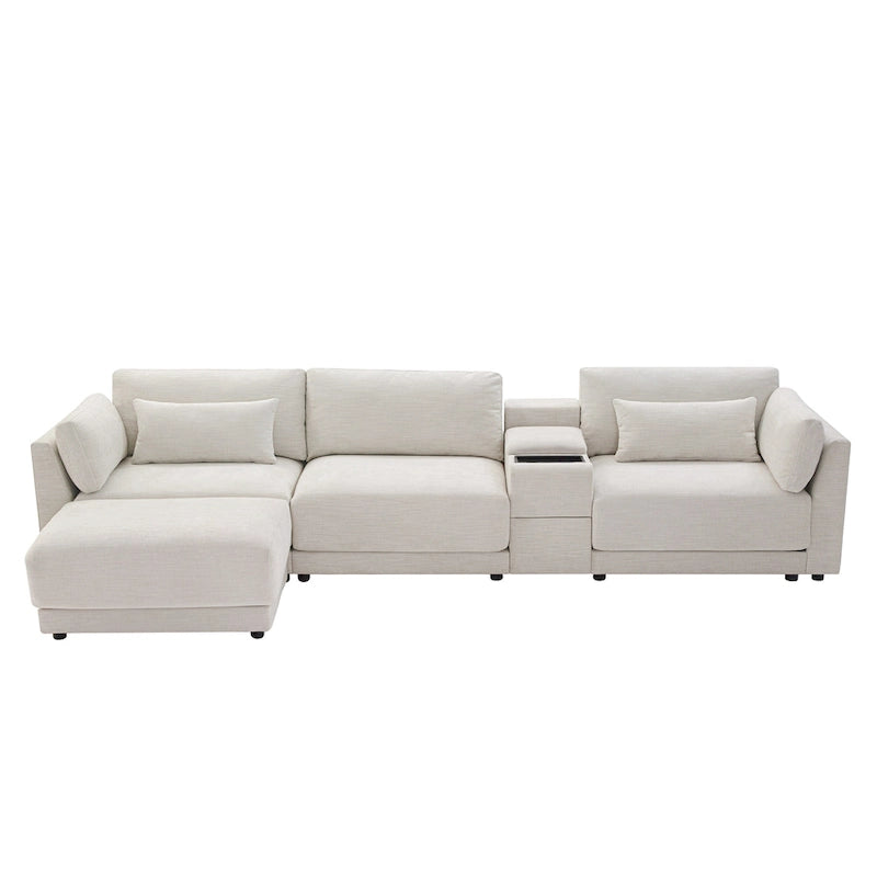 L-Shaped Sofa with Storage Console