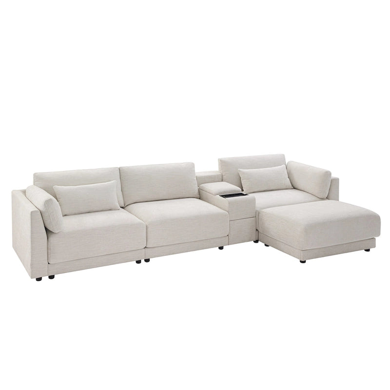 L-Shaped Sofa with Storage Console