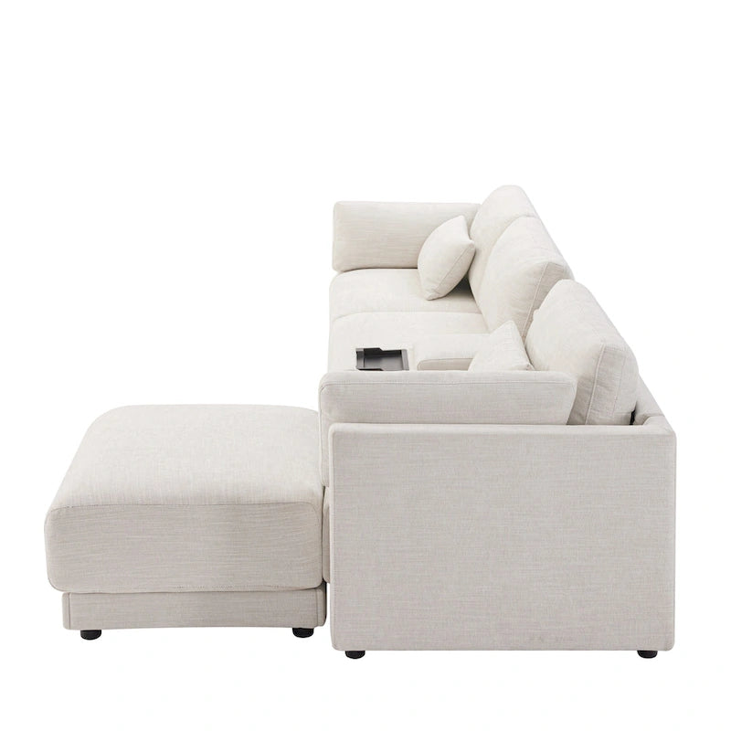 L-Shaped Sofa with Storage Console