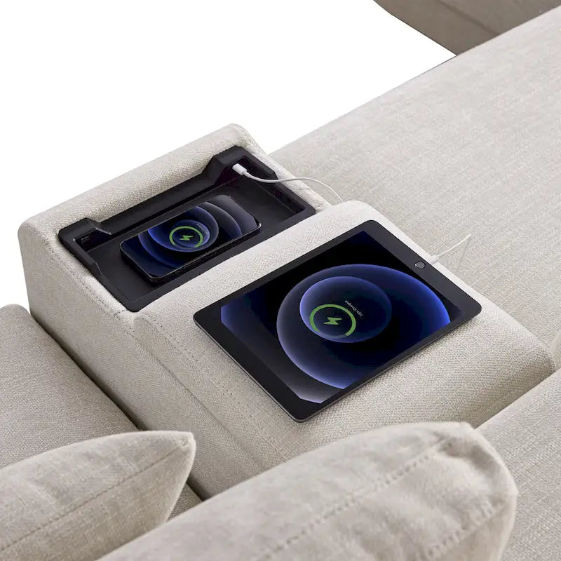 L-Shaped Sofa with Storage Console