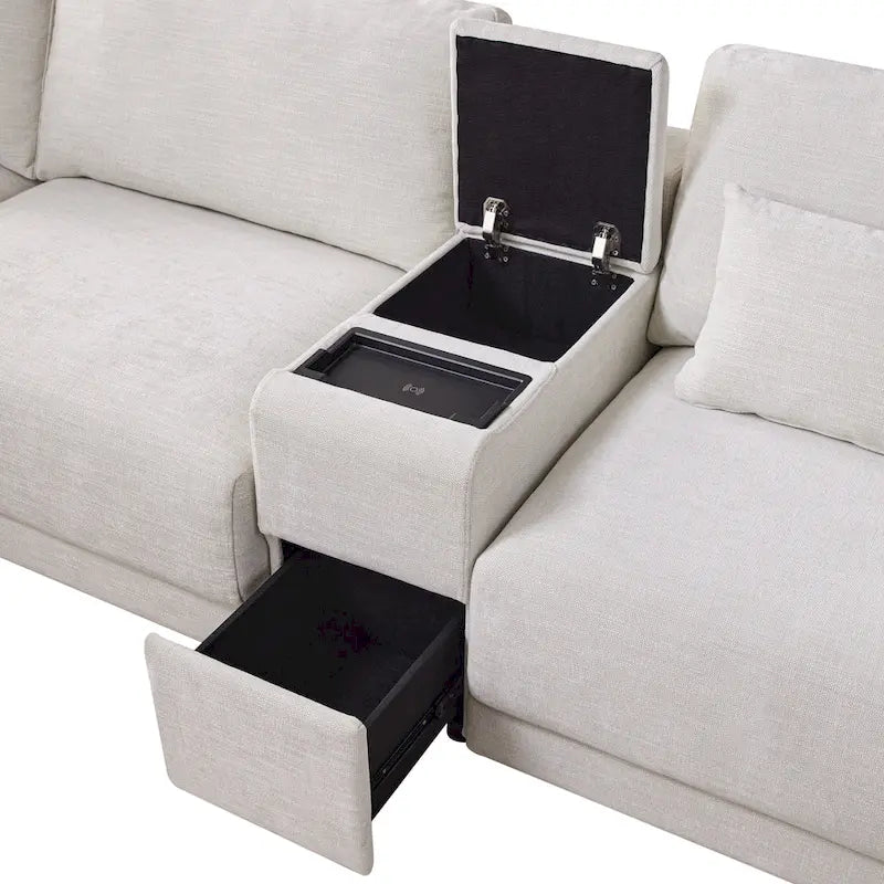 L-Shaped Sofa with Storage Console