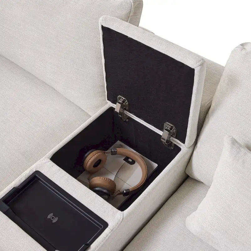 L-Shaped Sofa with Storage Console